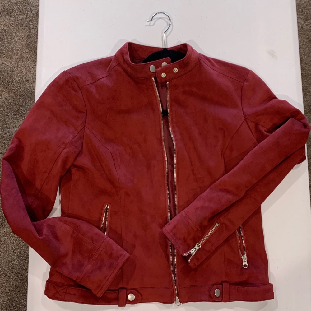 Red suede cropped jacket